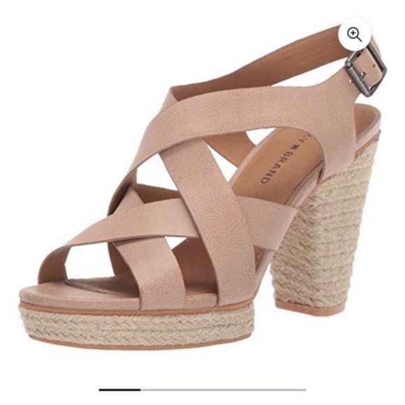 Lucky Brand CABINO Tan Leather Sandals Block Heel Open Toe Boho Womens Size‎ 6.5 - Picture 1 of 12